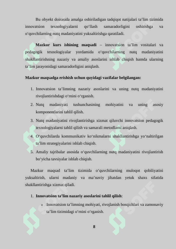 Innovatsion ta'lim sharoitida òquvchilarning nutq madaniyatini shakllantirish madaniyati 8