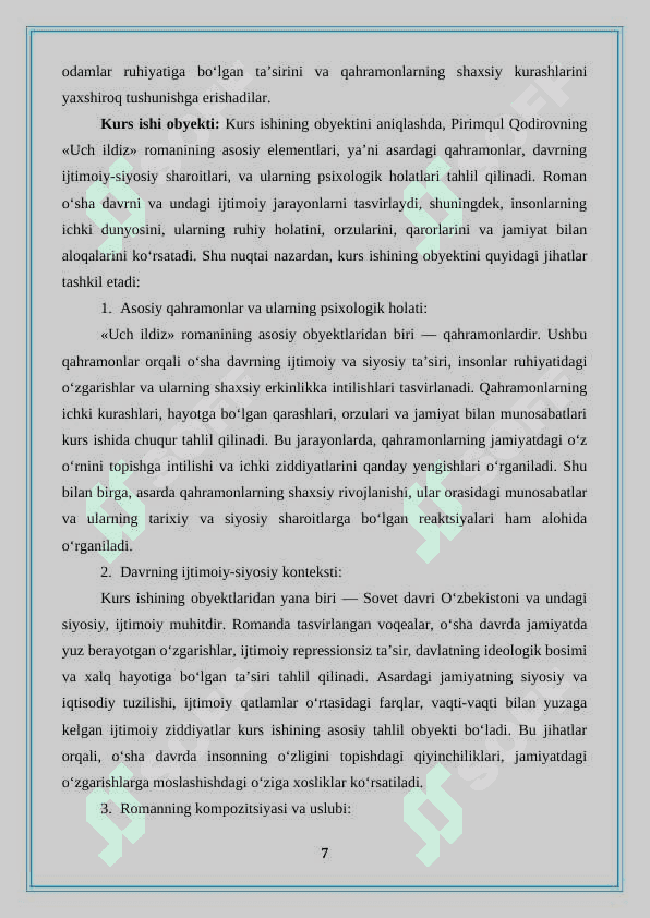 Pirimqul Qodirovning «Uch ildiz» romanida davr va qahramon tasviri 7