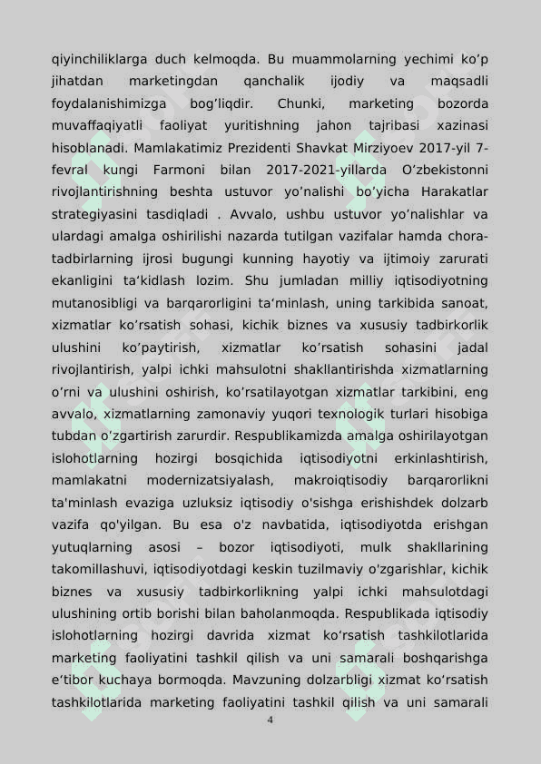 Marketing va uning asosiy vazifalari Kurs ishi 4