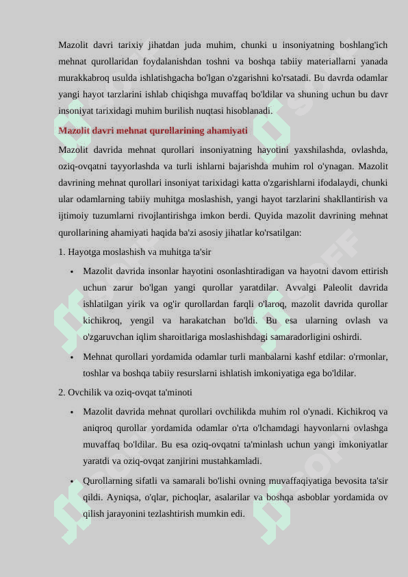 Mazolit davri mehnat qurollari va ularga ishlov berish texnikasi 3