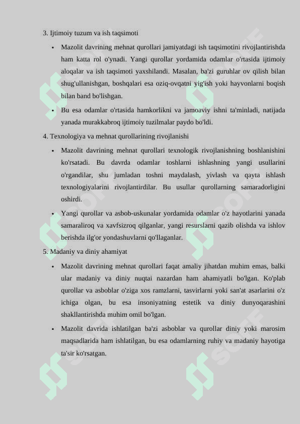 Mazolit davri mehnat qurollari va ularga ishlov berish texnikasi 4