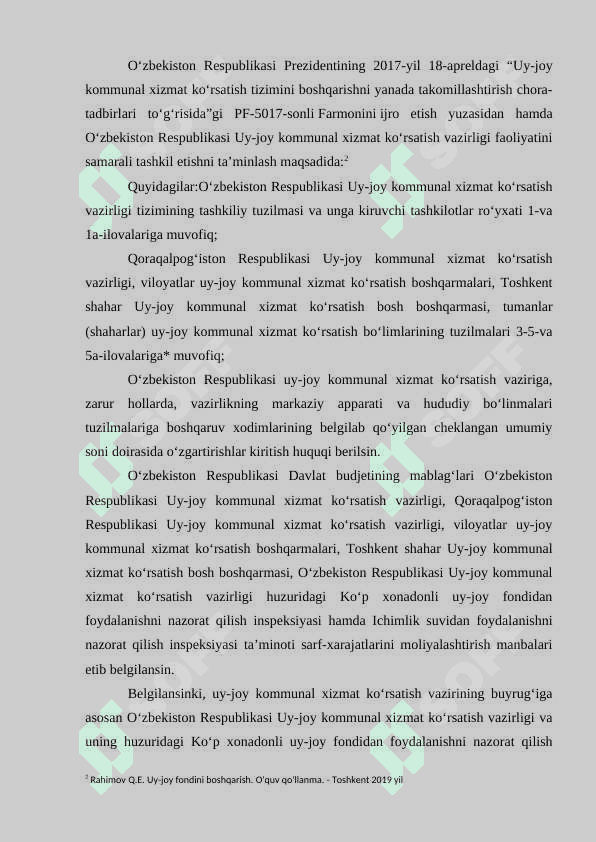Oʼzbekiston Respublikasi Uy-joy kommunal xizmat koʼrsatish vazirligi 4