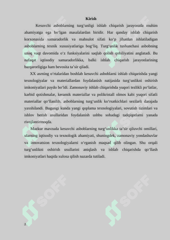 Kesuvchi asboblarning turgʻunligi 2