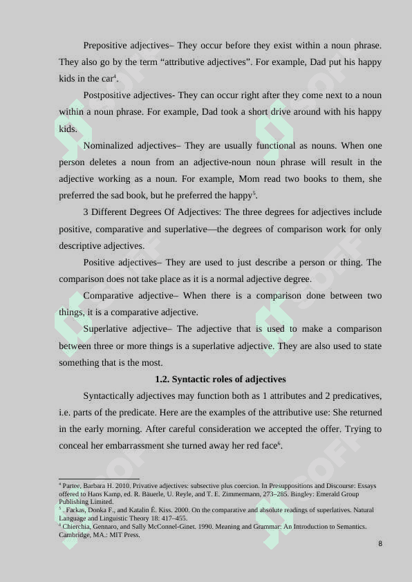 SYNTACTIC FUNCTIONS OF ADJECTIVES 8