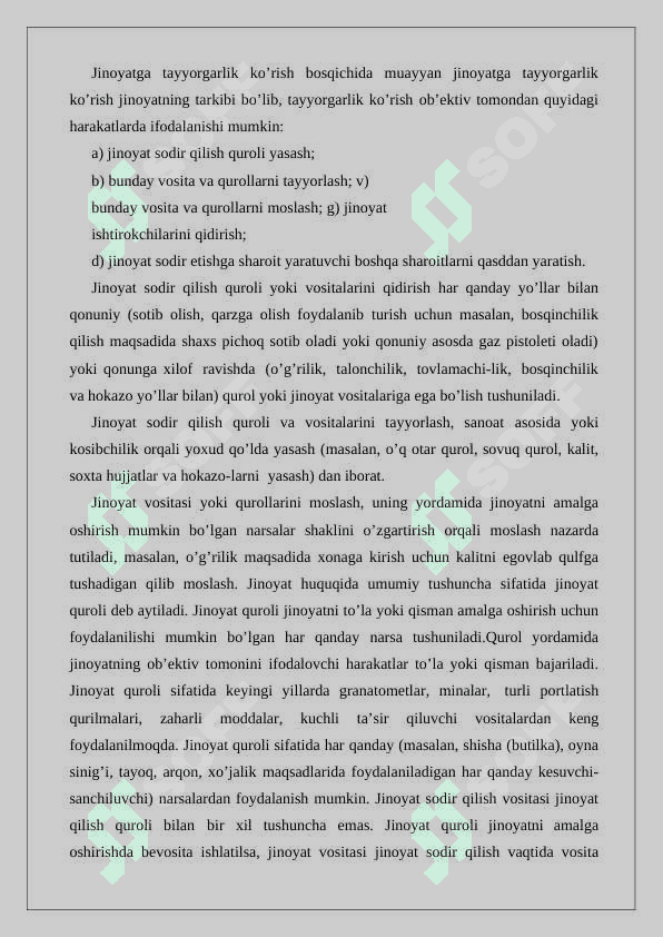 Jinoyatga suiqasd qilish tushunchasi va turlari  24 7