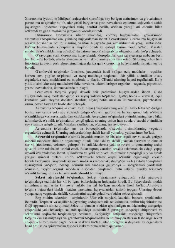O`SIMLIK TO`QIMALARI VA ULARNING QISHLOQ XO`JALIGIDAGI AHAMIYATI 4