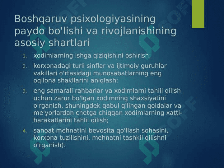 Boshqaruv psixologiyasining rivojlanish tarixi 2