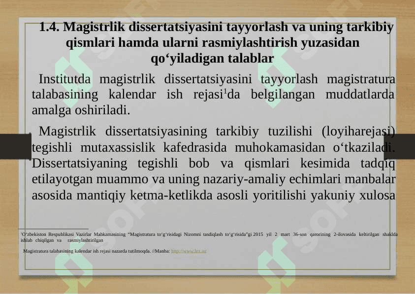 14-MAVZU: Ilmiy tаdqiqоt ishlаrini оlib bоrish, uning nаtijаlаrini rаsmiylаshtirish vа hаyotgа tаtbiq etish. (mаgistrlik dissеrtаtsiyasi misоlidа) 3