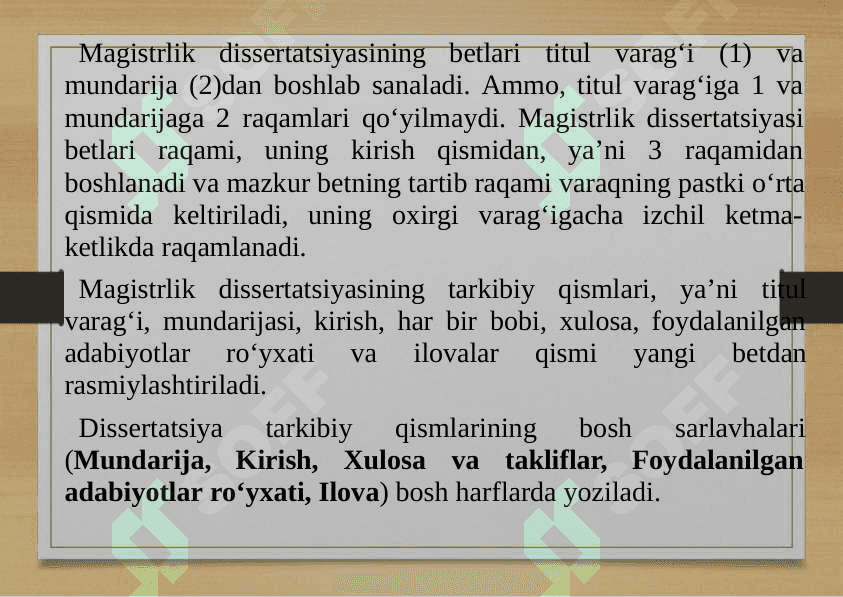 14-MAVZU: Ilmiy tаdqiqоt ishlаrini оlib bоrish, uning nаtijаlаrini rаsmiylаshtirish vа hаyotgа tаtbiq etish. (mаgistrlik dissеrtаtsiyasi misоlidа) 6
