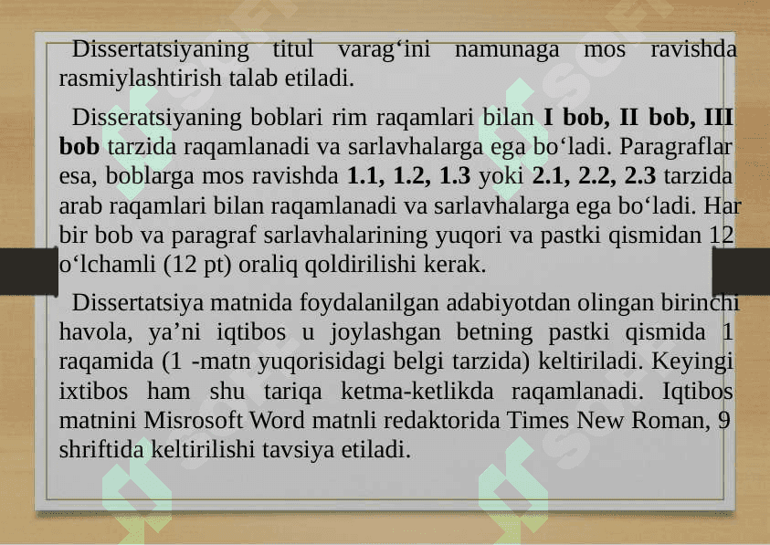 14-MAVZU: Ilmiy tаdqiqоt ishlаrini оlib bоrish, uning nаtijаlаrini rаsmiylаshtirish vа hаyotgа tаtbiq etish. (mаgistrlik dissеrtаtsiyasi misоlidа) 7