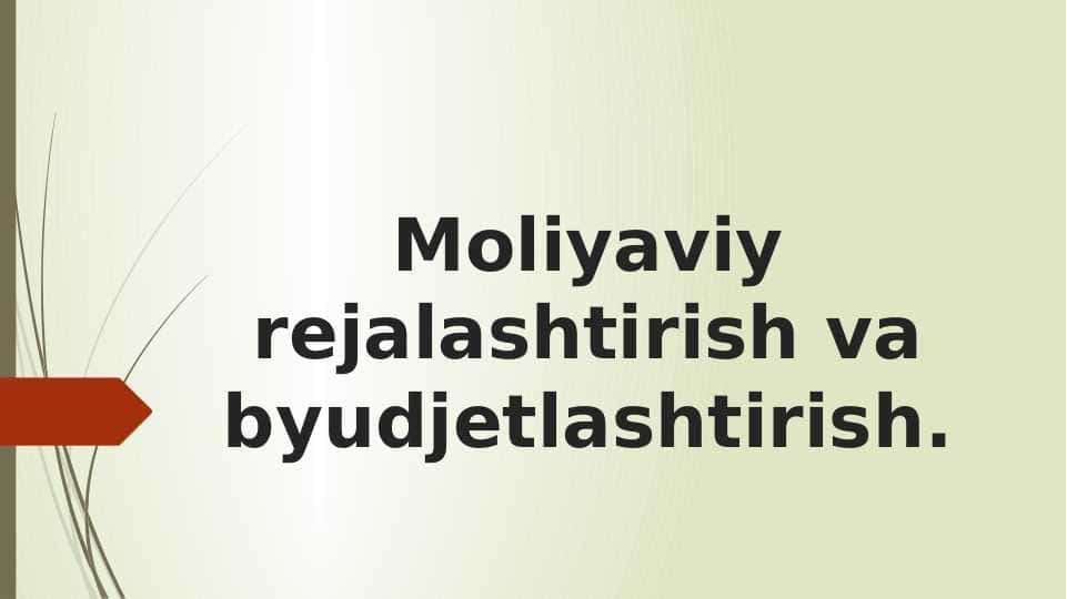 Moliyaviy rejalashtirish va byudjetlashtirish.