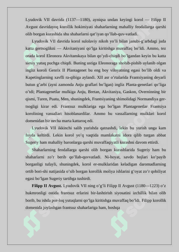 XI-XV asrlarda Fransiya 6
