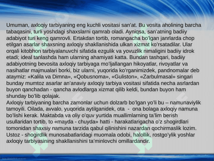 Zamonaviy axloqiy tarbiyaning  yutuqlari va kamchiliklari 4