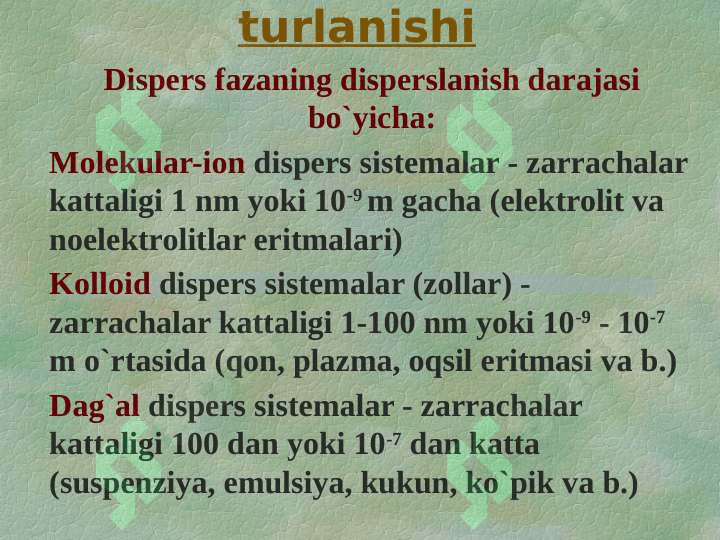 DAG’AL DISPERS SISTEMALAR. 3
