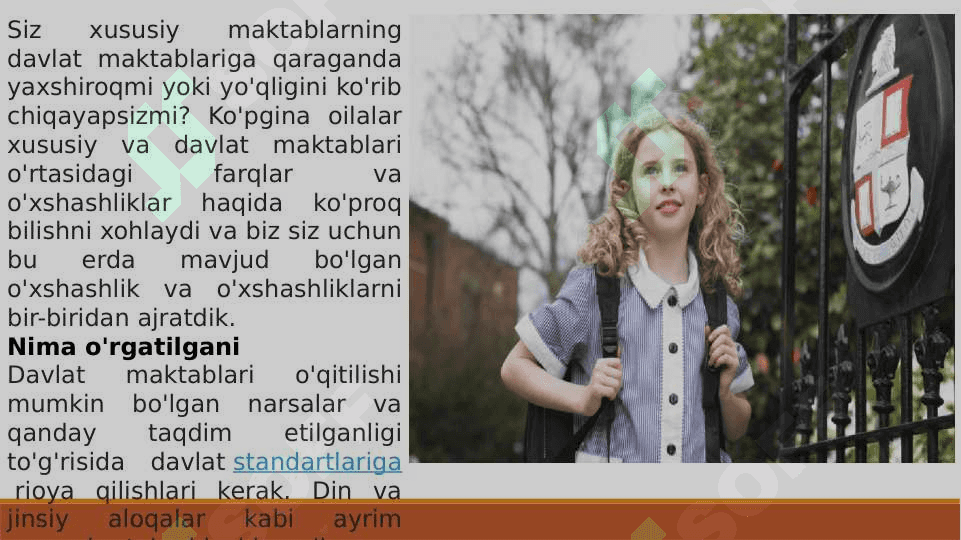 Davlat va xususiy ixtisoslashgan maktablari ularda ta'lim jarayonlarini boshqarish 2