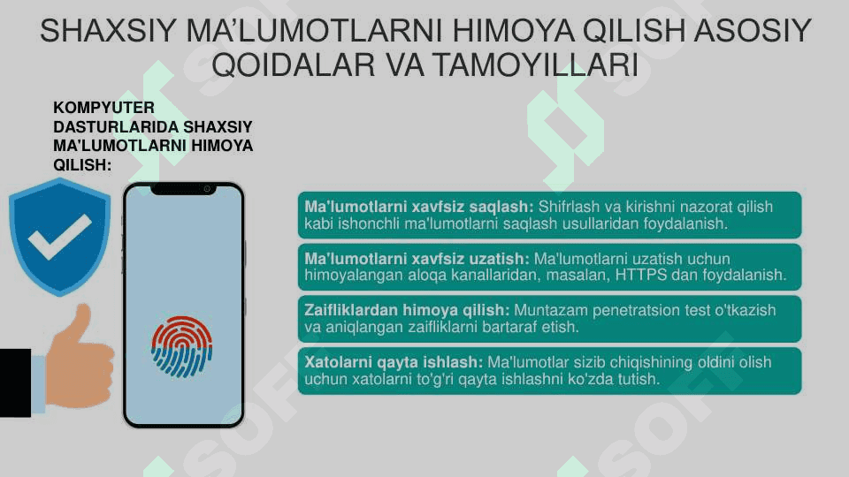 KOMPYUTER DASTURLARI VA  AXBOROT TIZIMLARIDA SHAXSIY  AXBOROTLARNING HIMOYASINI  TA’MINLASH 7