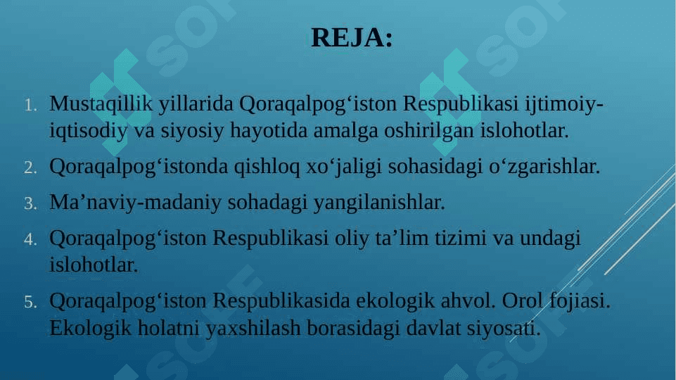 Mustaqillik yillarida qoraqalpog’iston respublikasi 2