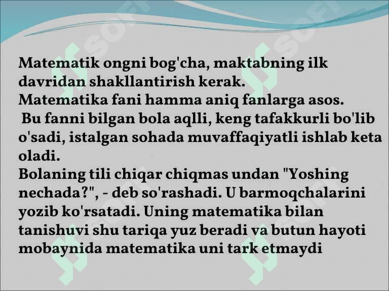 Boshlang‘ich sinflаrda matematika o‘qitishning umumiy metodikasi 2