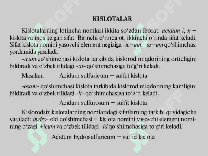 Retsepturada kimyoviy elementlar 
kislotalar oksidlar tuzlar 4