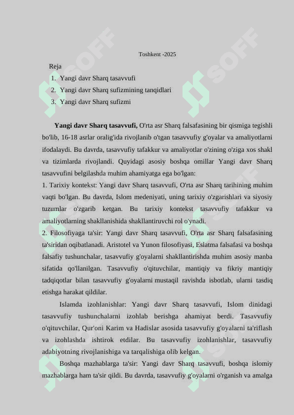 Yangi davr Sharq tasavvufi 2