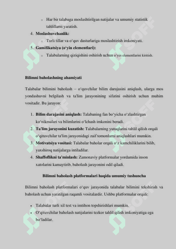 Talabalar bilimini baholash platformalari 3