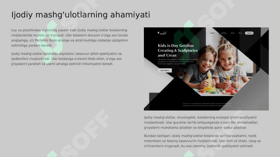 Loy va plastilindan o'yinchoqlar yasashning sensor asoslari. loy va plastilindan yasash mashg'ulotlarida bolalar ijodkorligini rivojlantirish 2