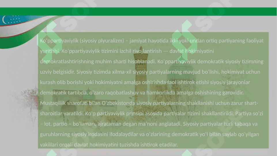 O‘zbekistonda ko‘ppartiyaviylik tizimining shakllanishi va uning ahamiyati 2