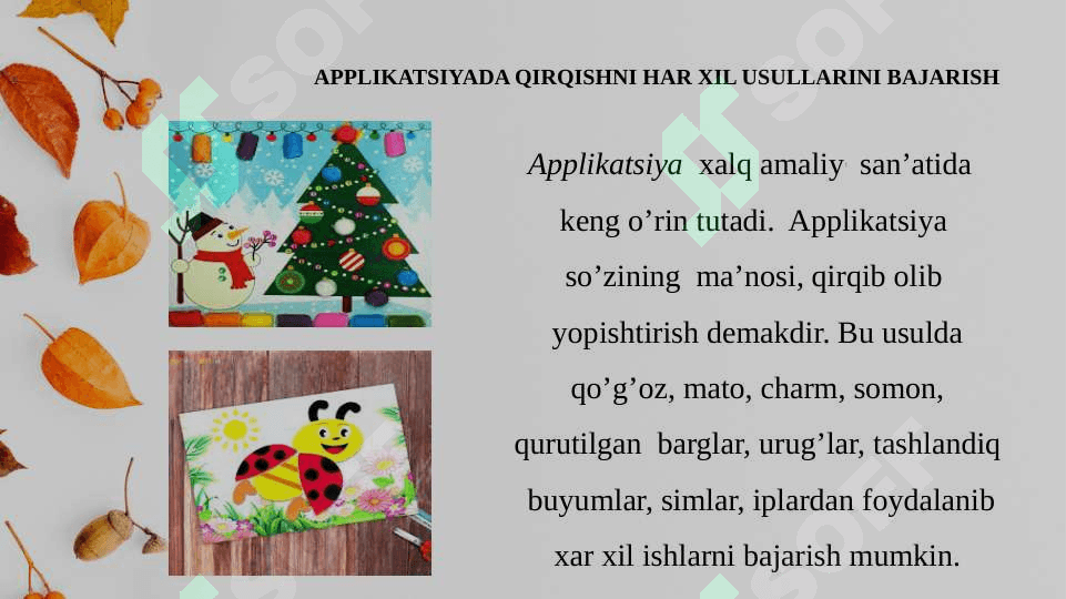 Mazmunli va bezakli applikatsiyalar 2