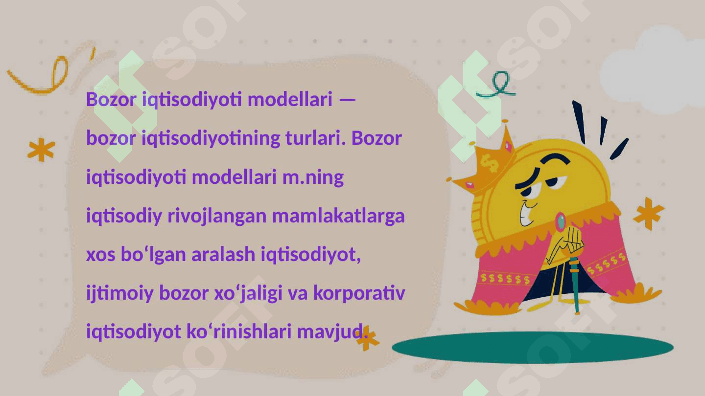 Bozor iqtisodiyoti modellari 2