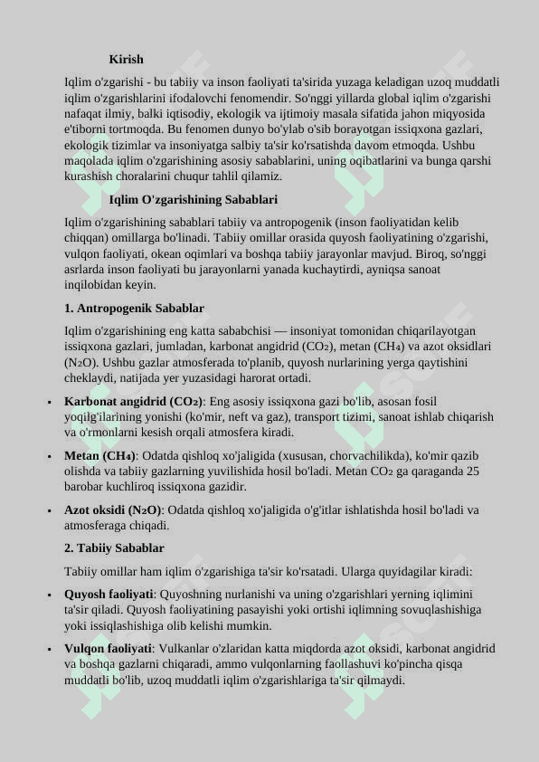 IQLIM O'ZGARISHLARI 2