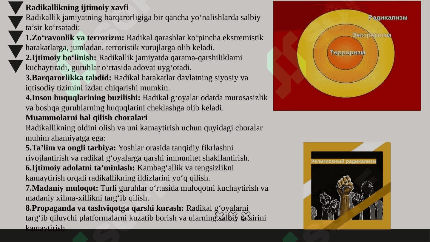 O`zbekiston Davlat siyosatida radikalliklarga qarshi kurashning yo`nalishlari 6