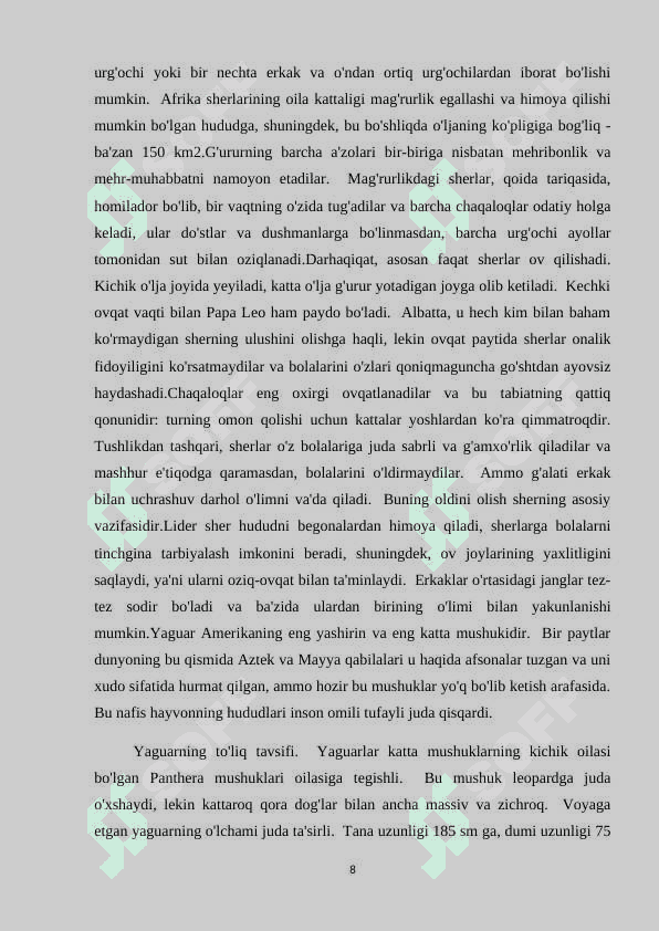 MUSHUKSIMONLAR OILASI MUHIM VAKILLARI TARQALISHI, EKOLOGIYASI 8