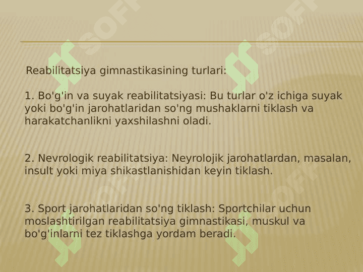 Gimnastikaning sog’lomlashtiruvchi turlari 8