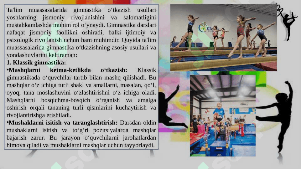 Ta'lim muassasalarida gimnastika o'tkazish usullari 2