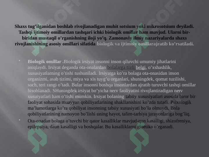 Bolalik insonning ijtimoiy hayot meyorlarini egallay boshlash davri 2