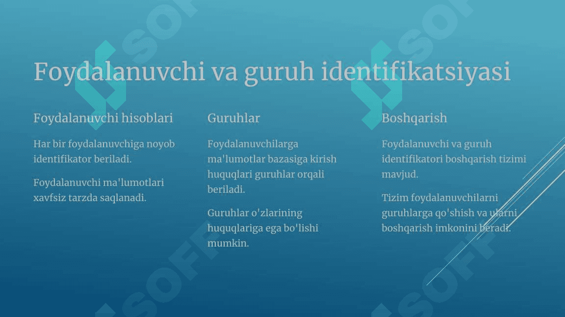 Ma'lumotlar  bazasi  xavfsizligi:  identifikatsiya 4