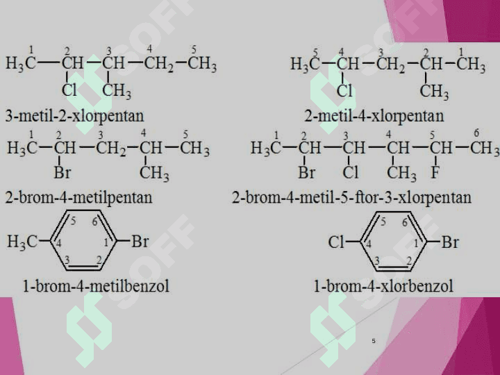 Alifatik uglevodorodlarning monogalogenli hosilalari 5