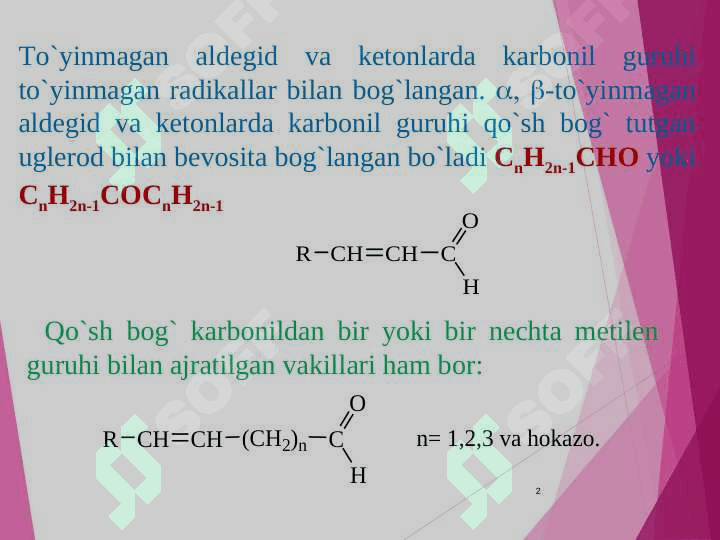, -to`yinmagan aldegid va ketonlar 2