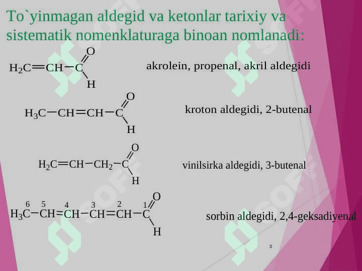 , -to`yinmagan aldegid va ketonlar 3