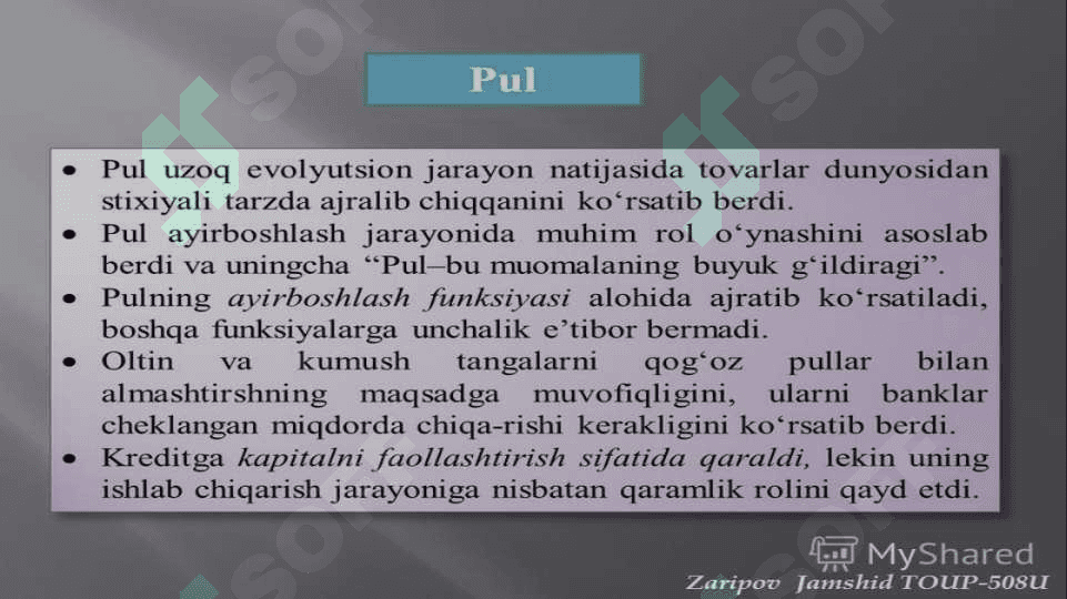 Klassik iqtisodiy maktabning vujudga kelishi , rivojlanishi va yakunlanishi 6