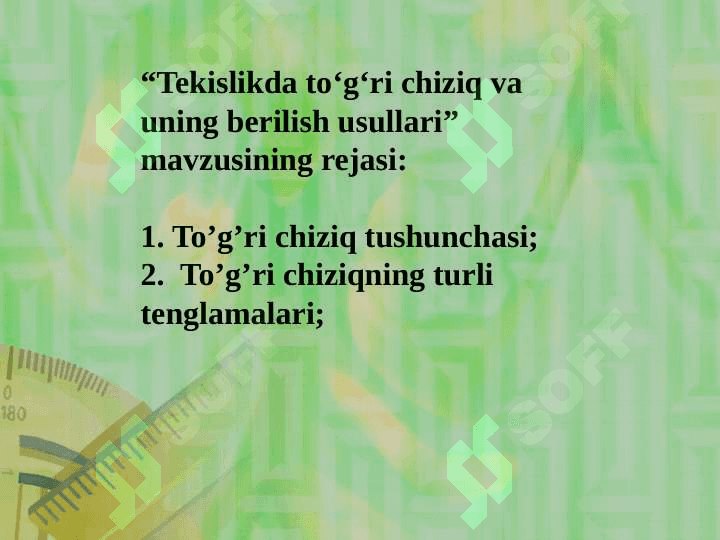 “Tekislikda to‘g‘ri chiziq va uning berilish usullari” 2