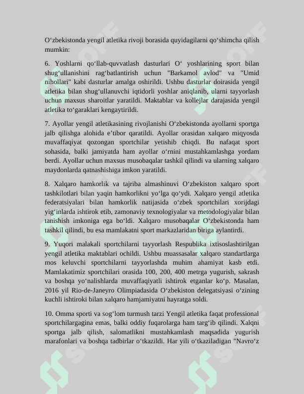 MUSTAQILLIK DAN KEYIN OʻZBEKISTONDA YENGIL ATLETIKA RIVOJLANTIRISHI 4