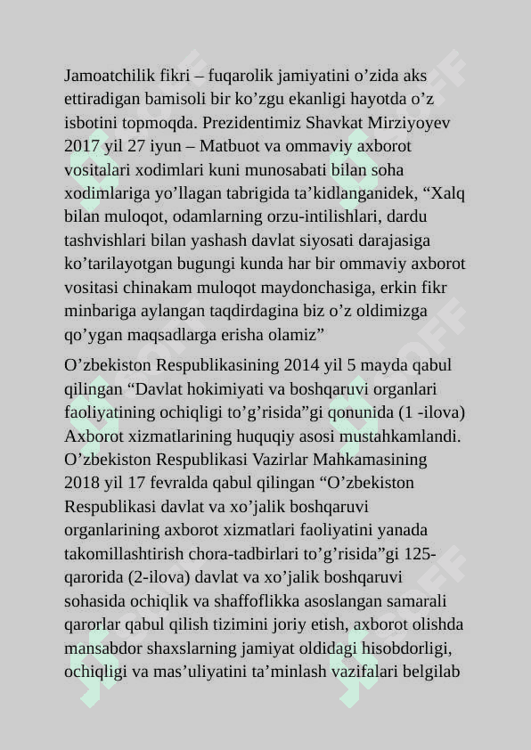 Oʻzbekiston  Respublikasida ommaviy axborot vositalari. 3