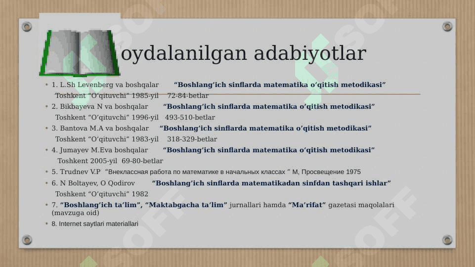 Boshlang’ich sinflarda matematika o’qitishning darsdan tashqari shakllari 3