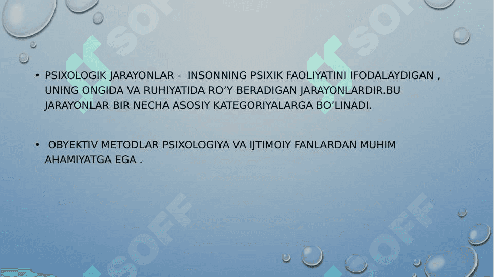 Psixik jarayonlarning shakllanishi va hukm surishini tekshirishning ob’ektiv metodlari. 3