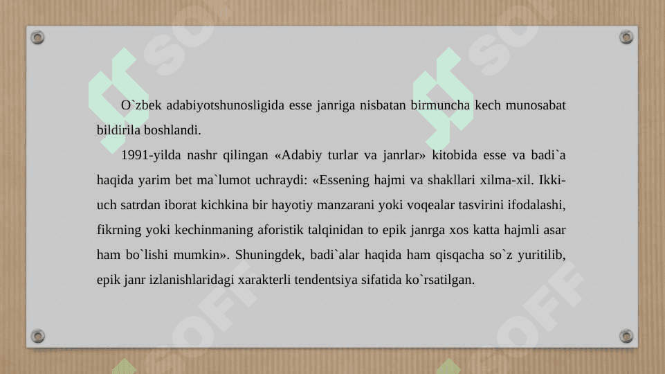 Esse janri haqida 2