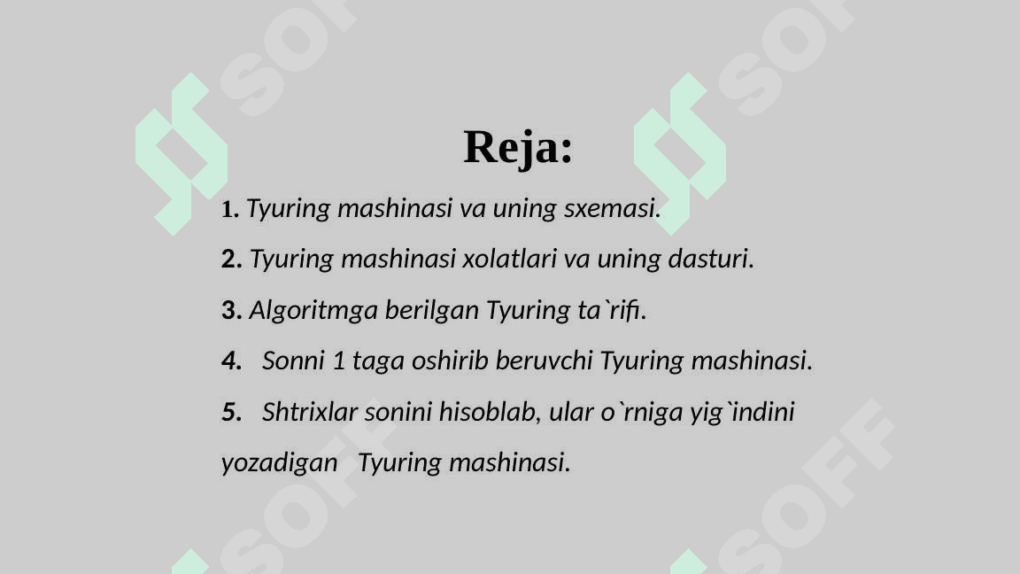 Tyuring mashinasi uchun dasturlash. 2