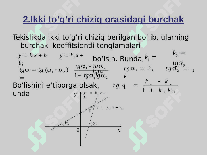 Fazoda ikki toʻgʻri  chiziq orasidagi burchak 4