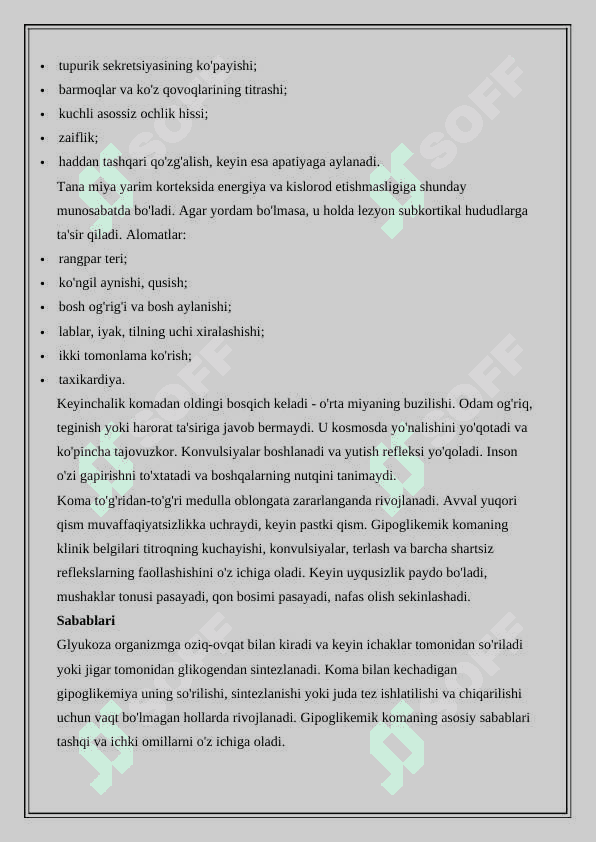 Giper va gipoglikemik komalar qiyosiy diaginostikasi 2