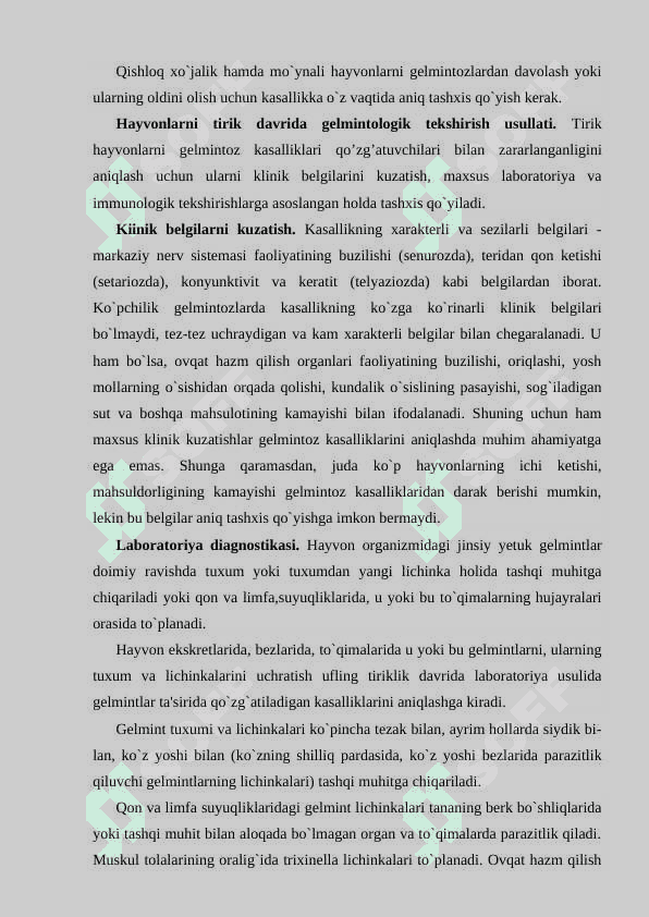Hayvonlarni gelmintologik tekshiris gelmintlarni yig’sh va aniqlash usullari 2